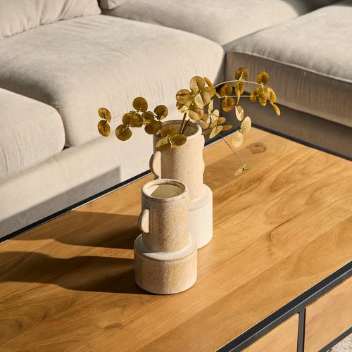 Table Basse Rectangulaire Bois Clair 2 Tiroirs Rivano