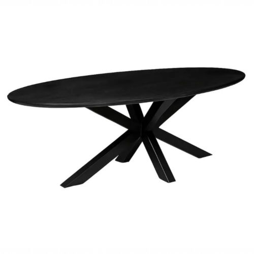 Table à Manger Ovale Noire En Bois De Manguier 160 Cm Alvera