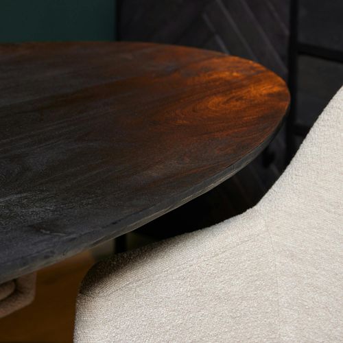 Table à Manger Ovale Noire En Bois De Manguier 210 Cm Alvera