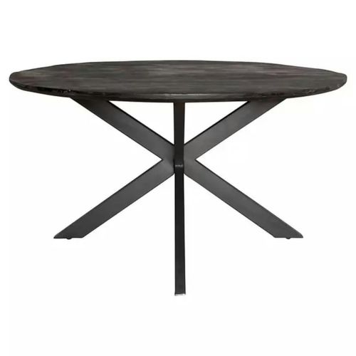 Table Ronde Noire En Bois De Manguier D.110 Cm Alvera