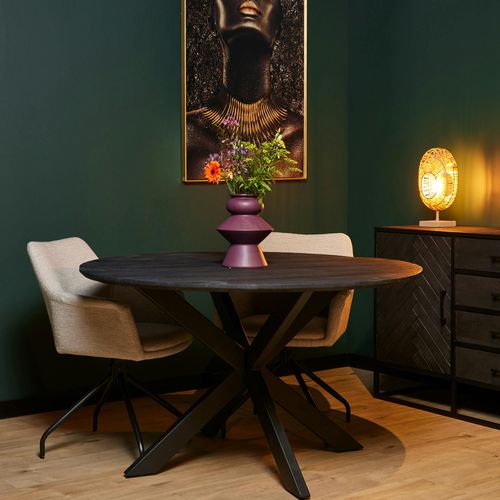 Table Ronde Noire En Bois De Manguier D.140 Cm Alvera