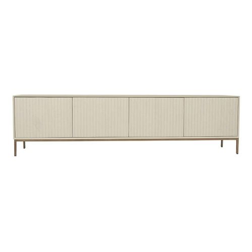 Meuble TV Bois Sable 4 Portes Rainurées 210 Cm Cortina