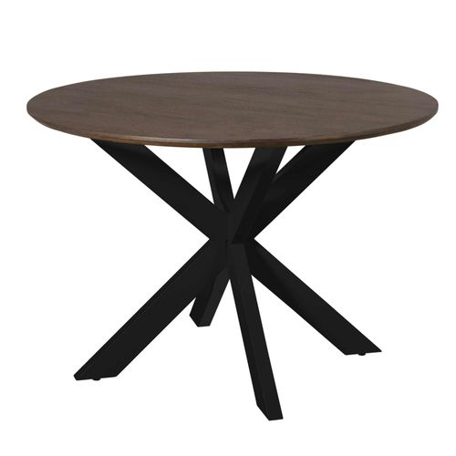 Table Ronde Bois Brun Pied Noir D.150 Cm Cortina