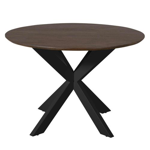 Table Ronde Bois Brun Pied Noir D.150 Cm Cortina