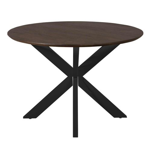 Table Ronde Bois Brun Pied Noir D.150 Cm Cortina