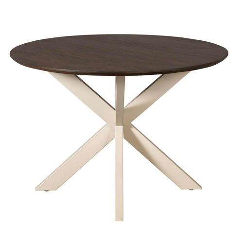 Table Ronde Bois Brun Pied Blanc D.150 Cm Cortina