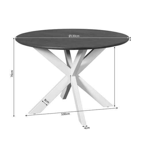 Table Ronde Bois Brun Pied Blanc D.110 Cm Cortina