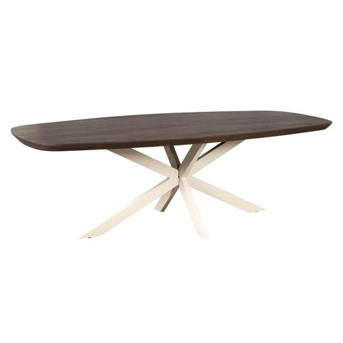 Table à Manger Bois Brun Pied Blanc 240 Cm Cortina