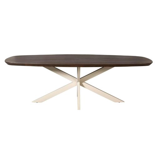 Table à Manger Bois Brun Pied Blanc 240 Cm Cortina