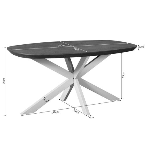 Table à Manger Bois Brun Pied Blanc 160 Cm Cortina