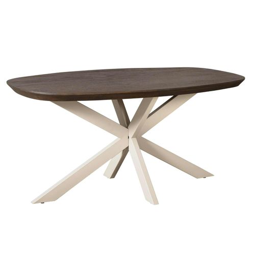 Table à Manger Bois Brun Pied Blanc 160 Cm Cortina