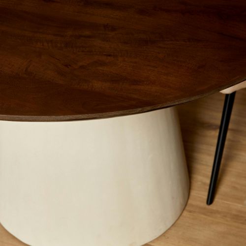 Table à Manger Ronde Bois Brun Pied Central D.130 Cm Cortina