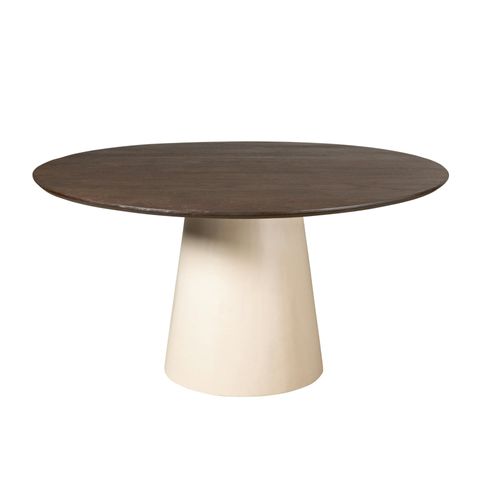 Table à Manger Ronde Bois Brun Pied Central D.130 Cm Cortina