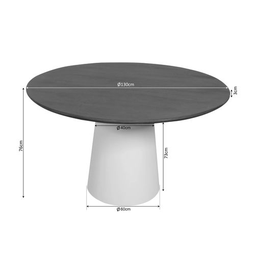 Table à Manger Ronde Bois Brun Pied Central D.130 Cm Cortina