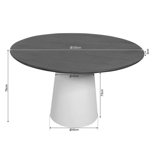 Table à Manger Ronde Pied Central Bois D.150 Cm Cortina