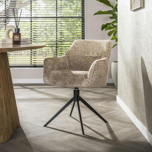 Fauteuil De Table Pivotant En Bouclette Douce Sable (x2) Melbourne