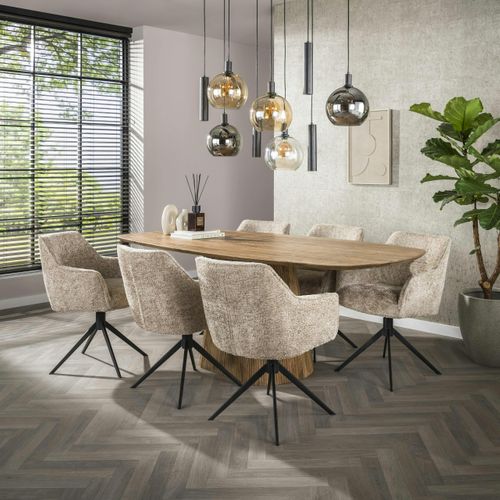 Fauteuil De Table Pivotant En Bouclette Douce Sable (x2) Melbourne