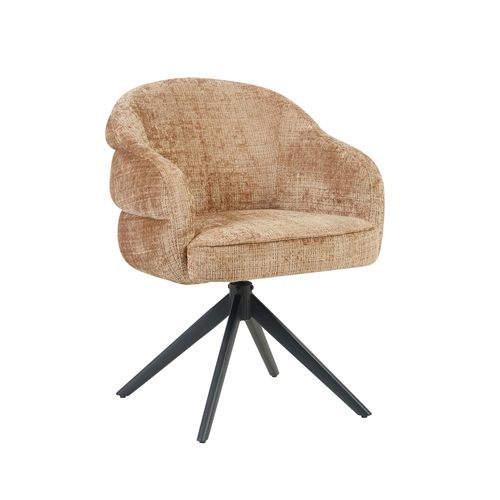 Chaise Pivotante Tissu Cannelle Chenille Pied Noir (x2) Cortina