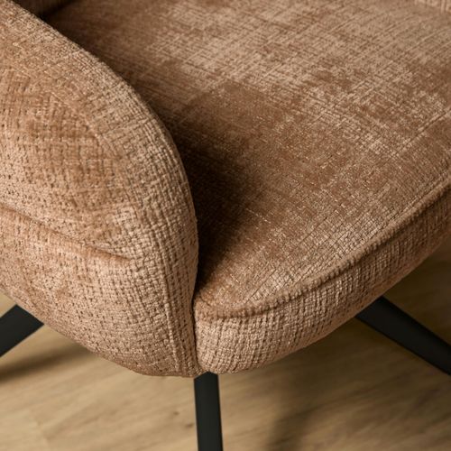 Chaise Pivotante Tissu Cannelle Chenille Pied Noir (x2) Cortina