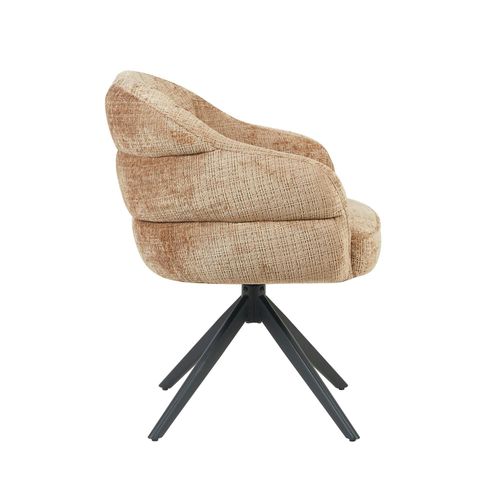 Chaise Pivotante Tissu Cannelle Chenille Pied Noir (x2) Cortina