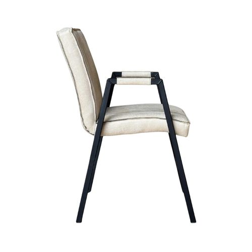 Fauteuil De Table Beige à Bandes (lot De 2) Cortina