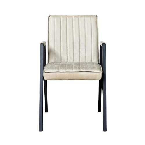 Fauteuil De Table Beige à Bandes (lot De 2) Cortina