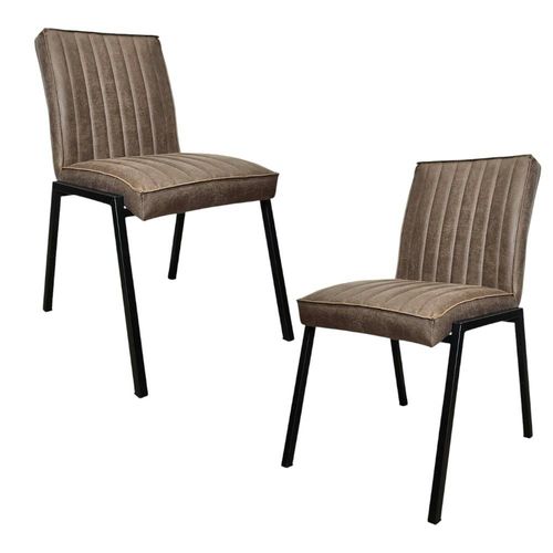 Chaise Marron Rembourrée à Bandes (lot De 2) Cortina