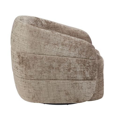 Fauteuil Salon Pivotant Marron Tissu Chenille Belora