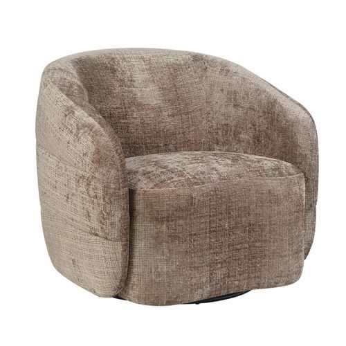 Fauteuil Salon Pivotant Marron Tissu Chenille Belora