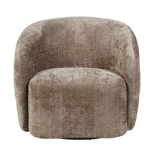 Fauteuil Salon Pivotant Marron Tissu Chenille Belora
