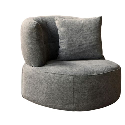 Fauteuil Pivotant Rond Gris Avec Coussin Assorti Belora