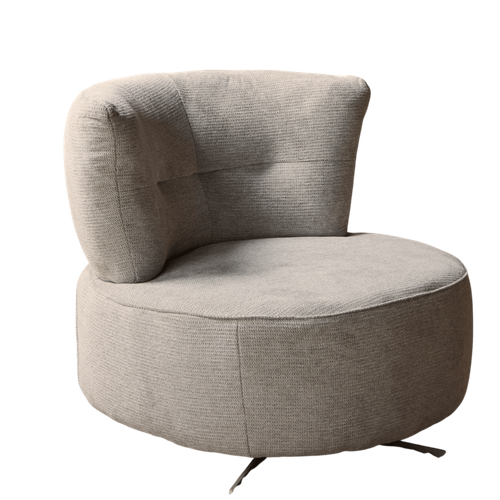 Fauteuil Pivotant Rond Gris Clair Avec Coussin Assorti Belora