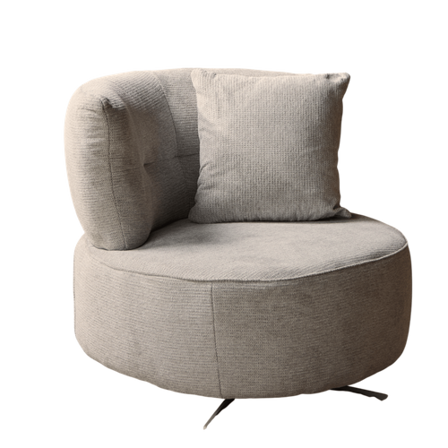 Fauteuil Pivotant Rond Gris Clair Avec Coussin Assorti Belora