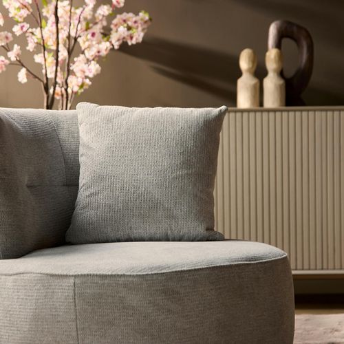 Fauteuil Pivotant Rond Gris Clair Avec Coussin Assorti Belora
