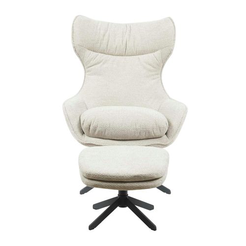 Fauteuil Pivotant Taupe Avec Repose-pieds Belora