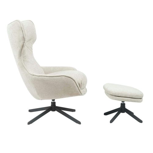 Fauteuil Pivotant Taupe Avec Repose-pieds Belora