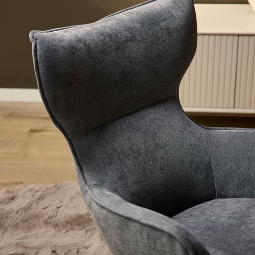 Fauteuil Pivotant Design En Tissu Gris Foncé Belora