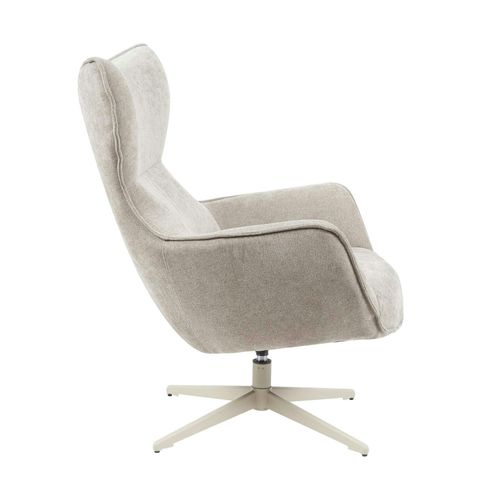 Fauteuil Pivotant Design En Tissu Taupe Belora