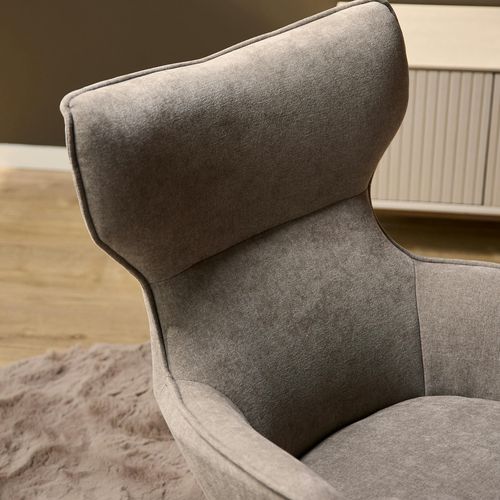 Fauteuil Pivotant Design En Tissu Taupe Belora