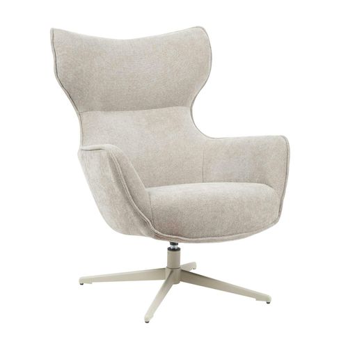 Fauteuil Pivotant Design En Tissu Taupe Belora