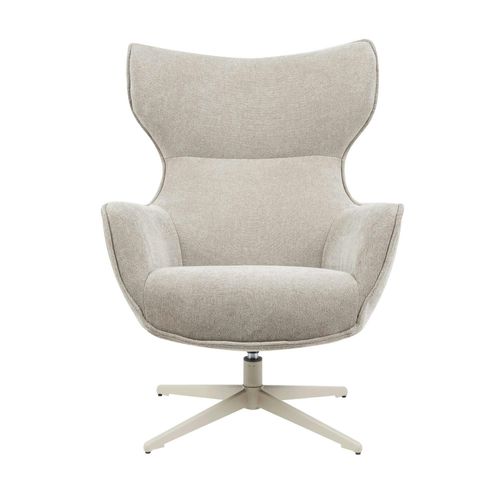 Fauteuil Pivotant Design En Tissu Taupe Belora