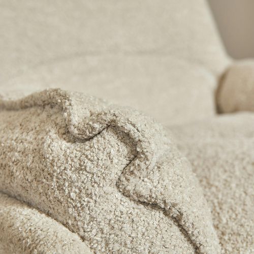 Fauteuil Pivotant Blanc Crème En Tissu Bouclette Belora