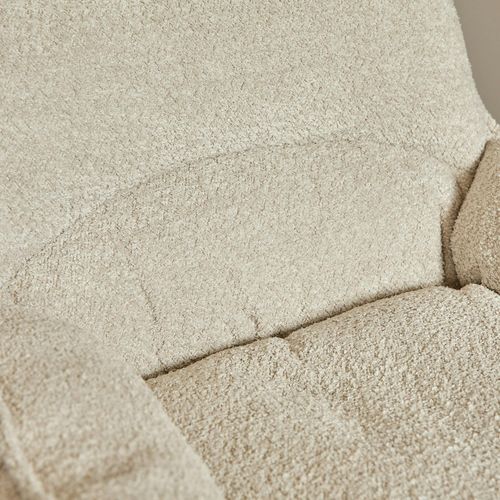 Fauteuil Pivotant Blanc Crème En Tissu Bouclette Belora