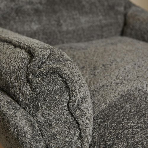 Fauteuil Pivotant Gris Foncé En Tissu Bouclette Belora