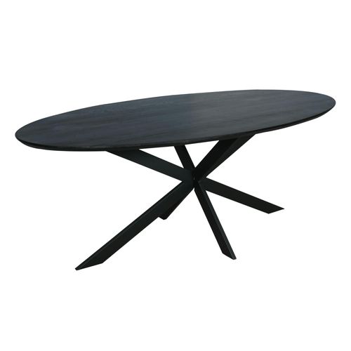 Table Ovale Noire Bois De Chêne 240 Cm Lexton