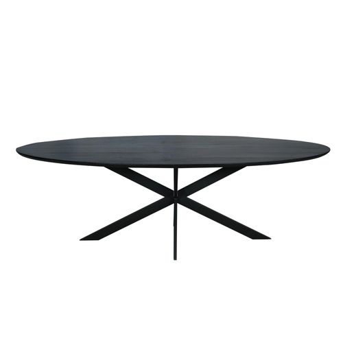 Table Ovale Noire Bois De Chêne 210 Cm Lexton