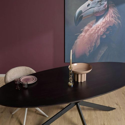 Table Ovale Noire Bois De Chêne 210 Cm Lexton