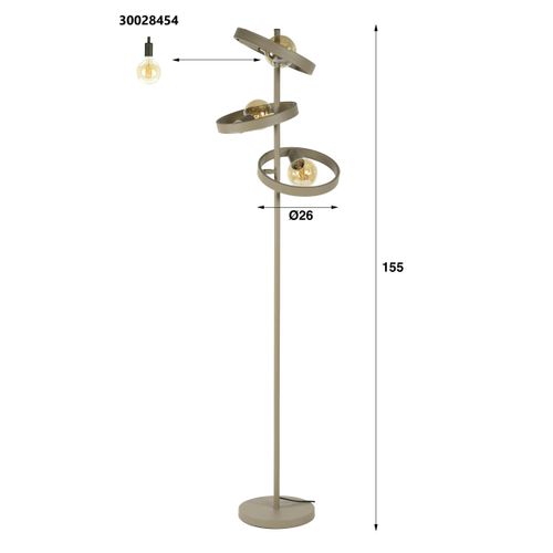 Lampadaire Design Beige Mat 3 Anneaux Tribeca