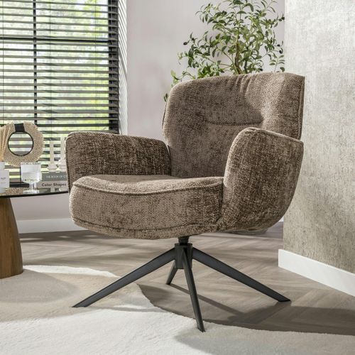 Fauteuil Salon Pivotant Beige Chaud à Dossier Souple Ascoli