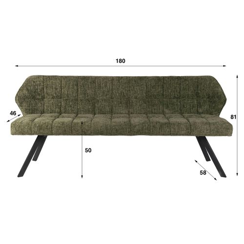 Banc De Table Vert Chenille Pieds Anthracite 180 Cm Melbourne
